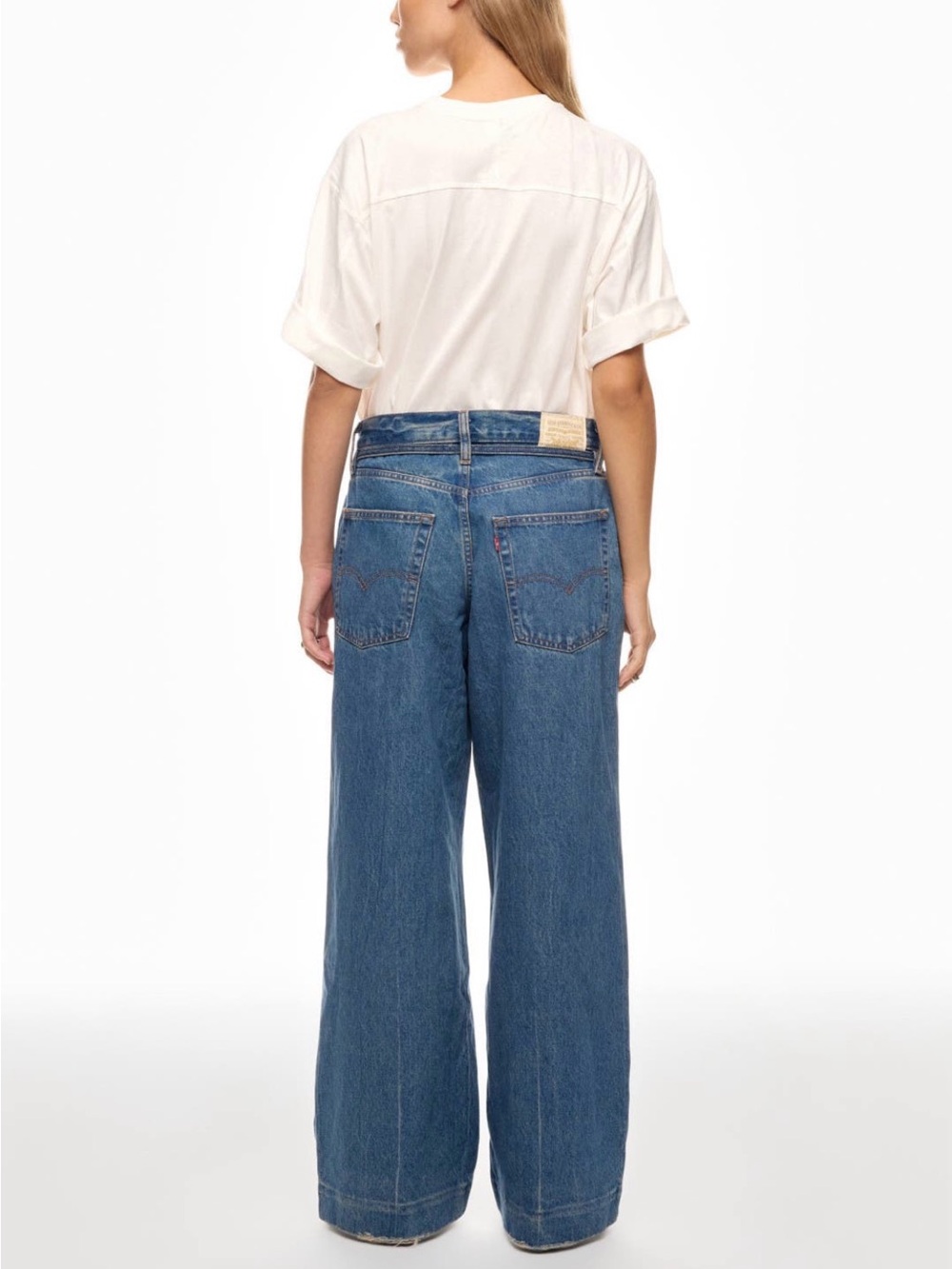 Levi's Blue High-Rise Wide Leg Jeans with Tie Waist - Picture 4 of 6